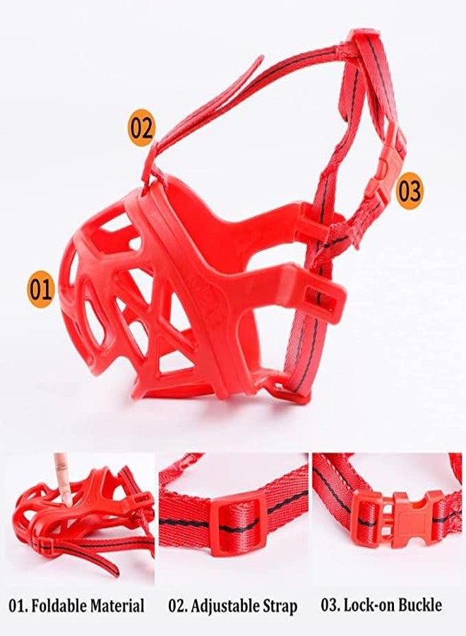 Pups&Pets واقي كمامة للكلاب من Pups&Pets مع مشبك حزام قابل للتعديل، مثالي لمنع العض والنباح والمضغ للكلاب والجراء العدوانية - أحمر (صغير جدًا) - Image 2